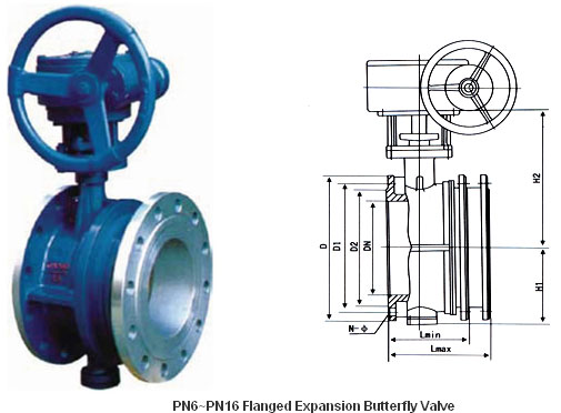 PN6~PN16 Flanged Expansion Butterfly Valve