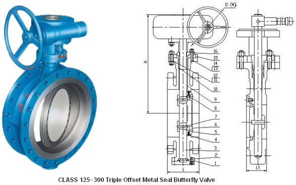 Class 125~300 Triple Offset Metal Seal Butterfly Valve 